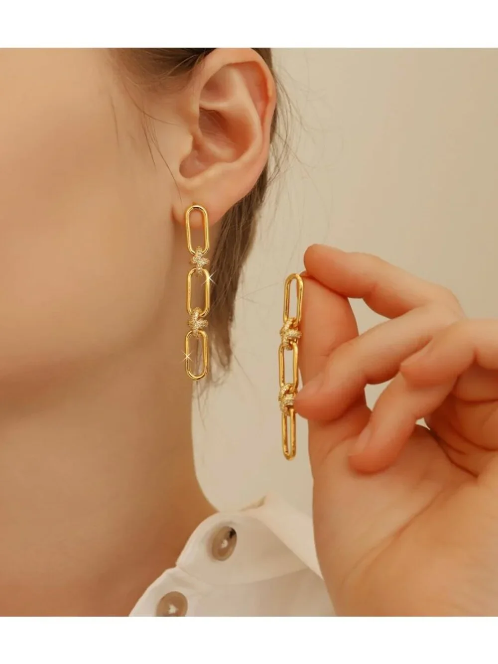 14K Gold & Silver Plated Paperclip Chain Earrings - Dangle, Hoop, Huggie Styles